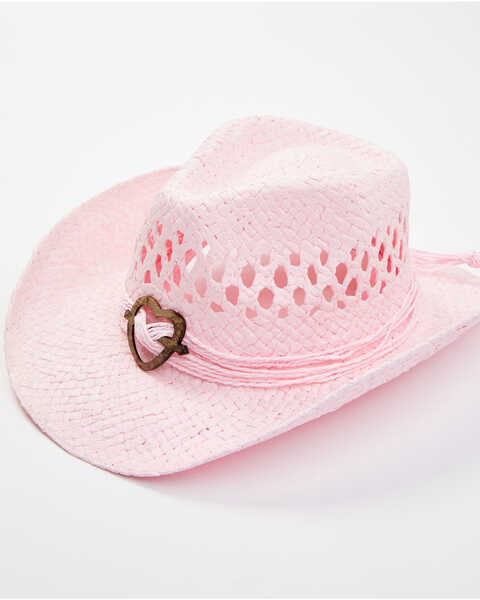 Shyanne Girls' Sweety Straw Western Hat , Pink, hi-res
