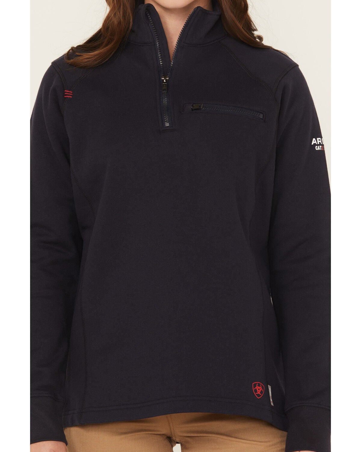 Image #3 - Ariat Women's FR Rev 1/4 Zip Pullover, Navy, hi-res