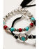 Shyanne Women's Wild Soul Concho Leather & Beaded Bracelet Set, Silver, hi-res