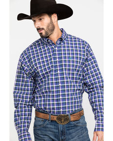 Cinch Men's Multi Large Plaid Button Long Sleeve Western Shirt , Purple, hi-res