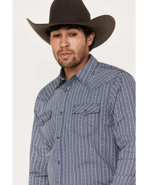 Cody James Men's Born N Raised Striped Long Sleeve Snap Western Shirt - Big & Tall, Navy, hi-res