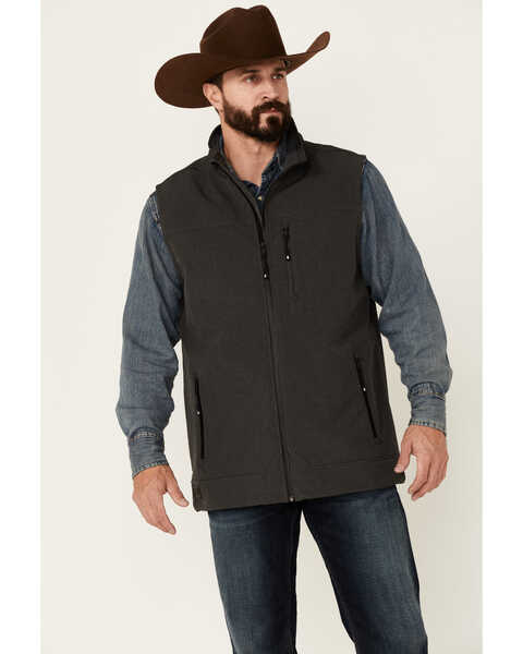 Cody James Core Men's Charcoal Wrightwood Bonded Zip-Front Softshell Vest , Charcoal, hi-res