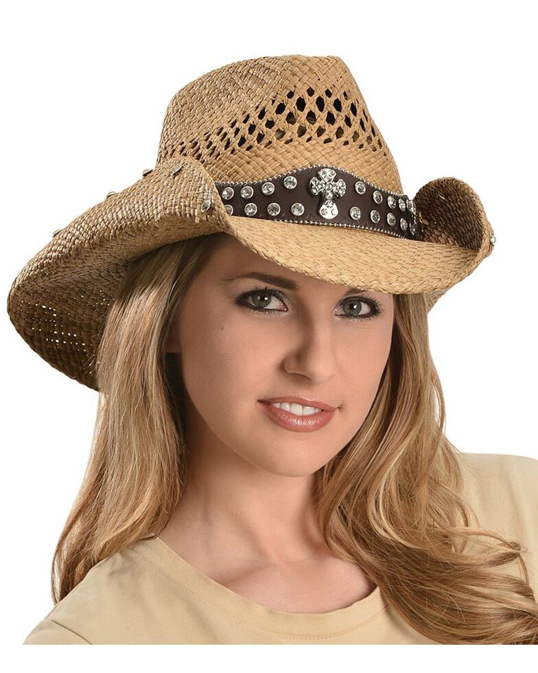 Bullhide More Than Words Panama Straw Cowgirl Hat, Pecan, hi-res