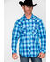 Image #1 - Rock & Roll Denim Men's Crinkle Washed Yarn Dye Plaid Long Sleeve Western Shirt, Blue, hi-res