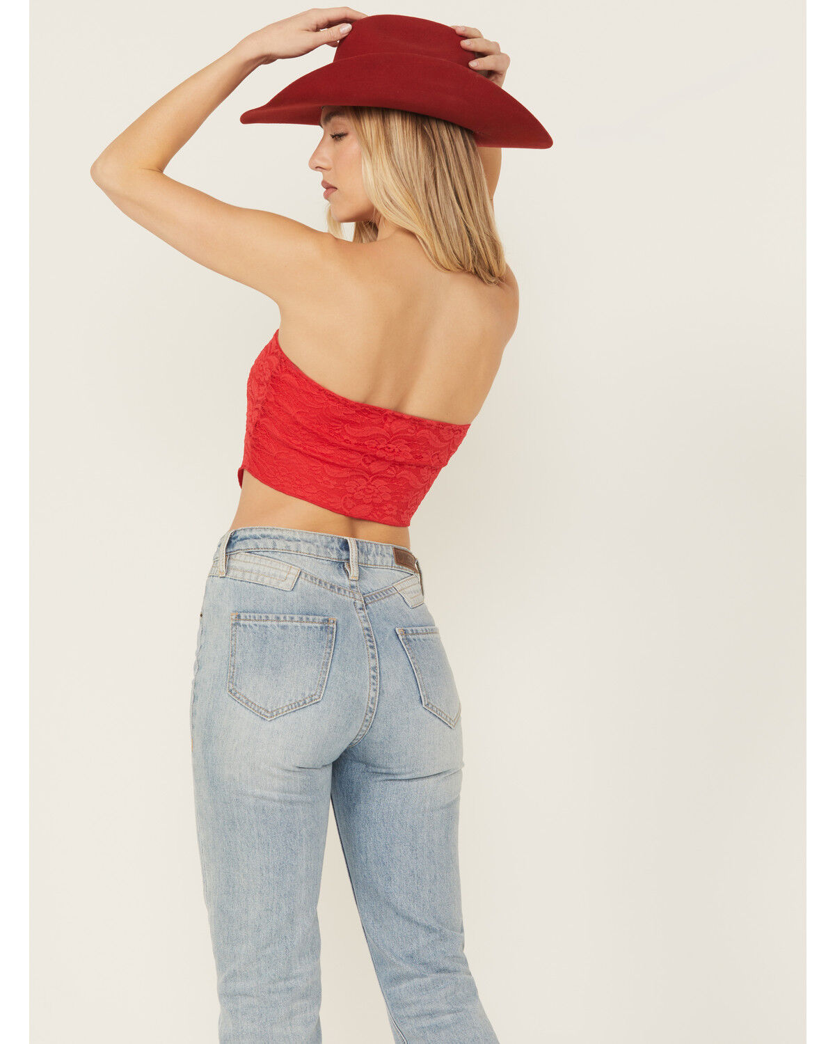 Image #4 - Originality Women's Rosette Tube Top, Red, hi-res