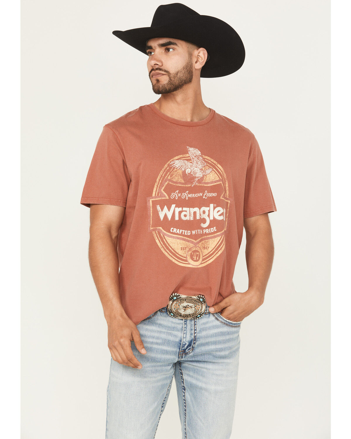 Image #1 - Wrangler Men's Eagle Short Sleeve Graphic T-Shirt, Rust Copper, hi-res