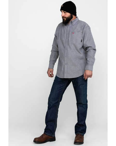 Image #6 - Ariat Men's FR Solid Durastretch Long Sleeve Work Shirt - Tall , Navy, hi-res