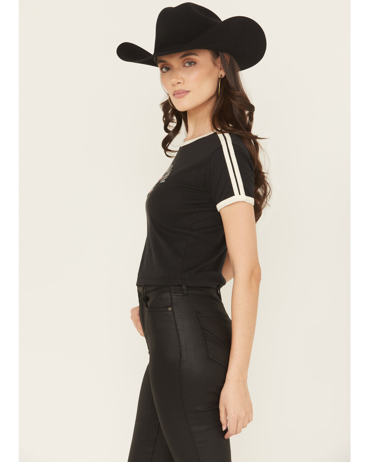 Image #2 - Girl Dangerous Women's Yippee Ki Yay Short Sleeve Ringer Tee, Black, hi-res
