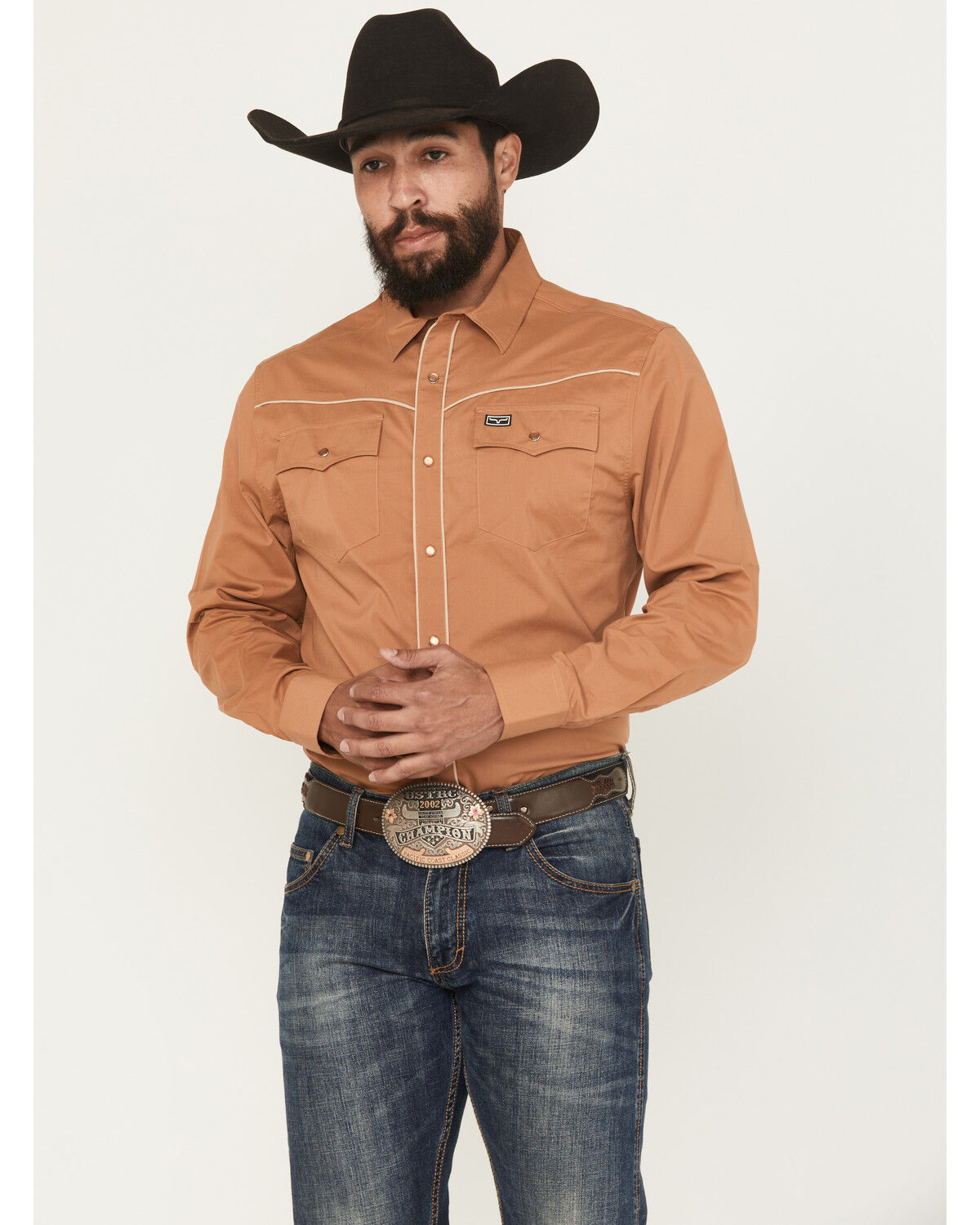Image #1 - Kimes Ranch Men's Laneboro Solid Long Sleeve Snap Performance Western Shirt, Brown, hi-res