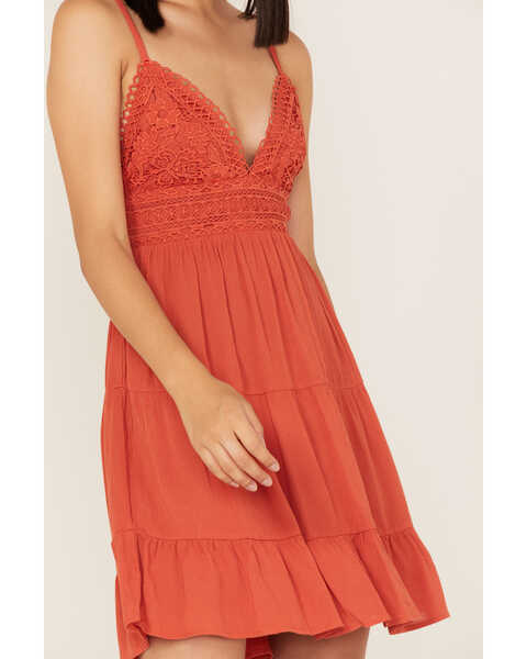 Image #3 - Tempted Women's Crochet Top Sleeveless Dress, Rust, hi-res