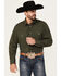 Image #1 - Roper Men's Solid Long Sleeve Pearl Snap Western Shirt, Green, hi-res