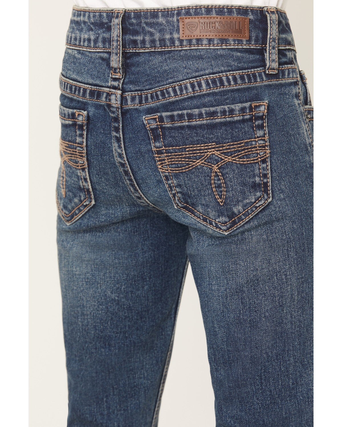 Image #4 - Rock & Roll Denim Girls' Medium Wash Boot Stitch Bootcut Denim Jeans, Medium Wash, hi-res