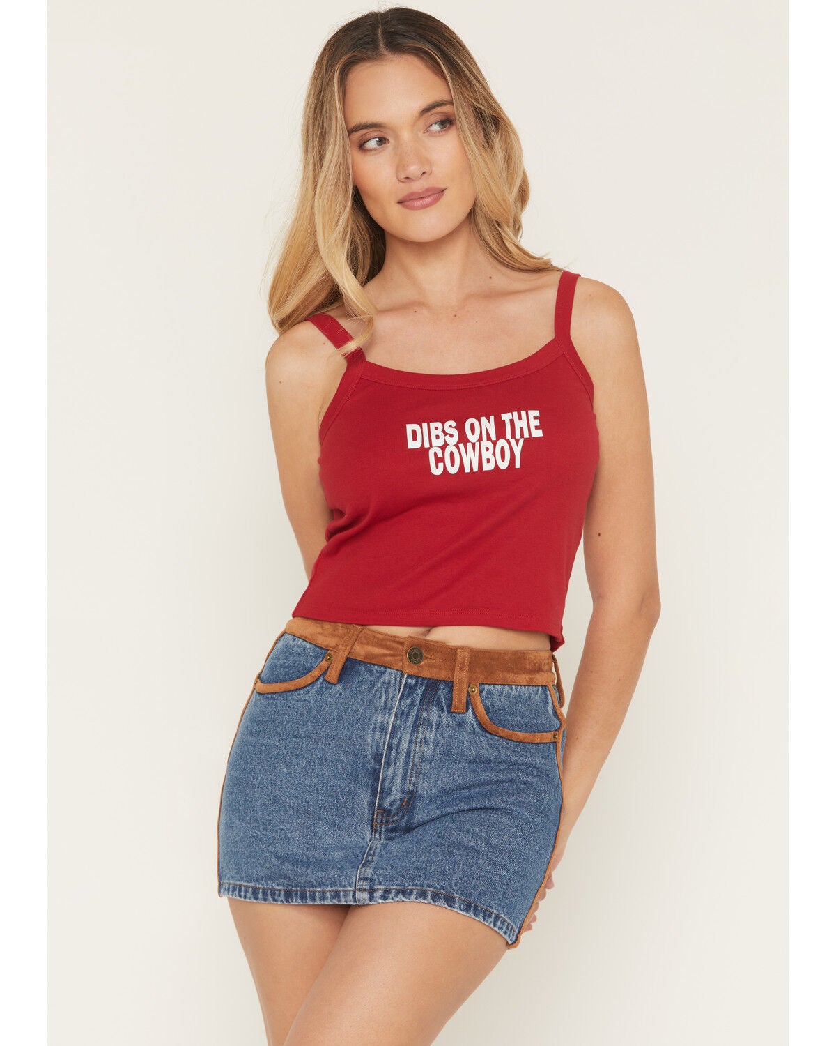 Image #1 - Blended Women's Dibs On The Cowboy Graphic Tank, Red, hi-res