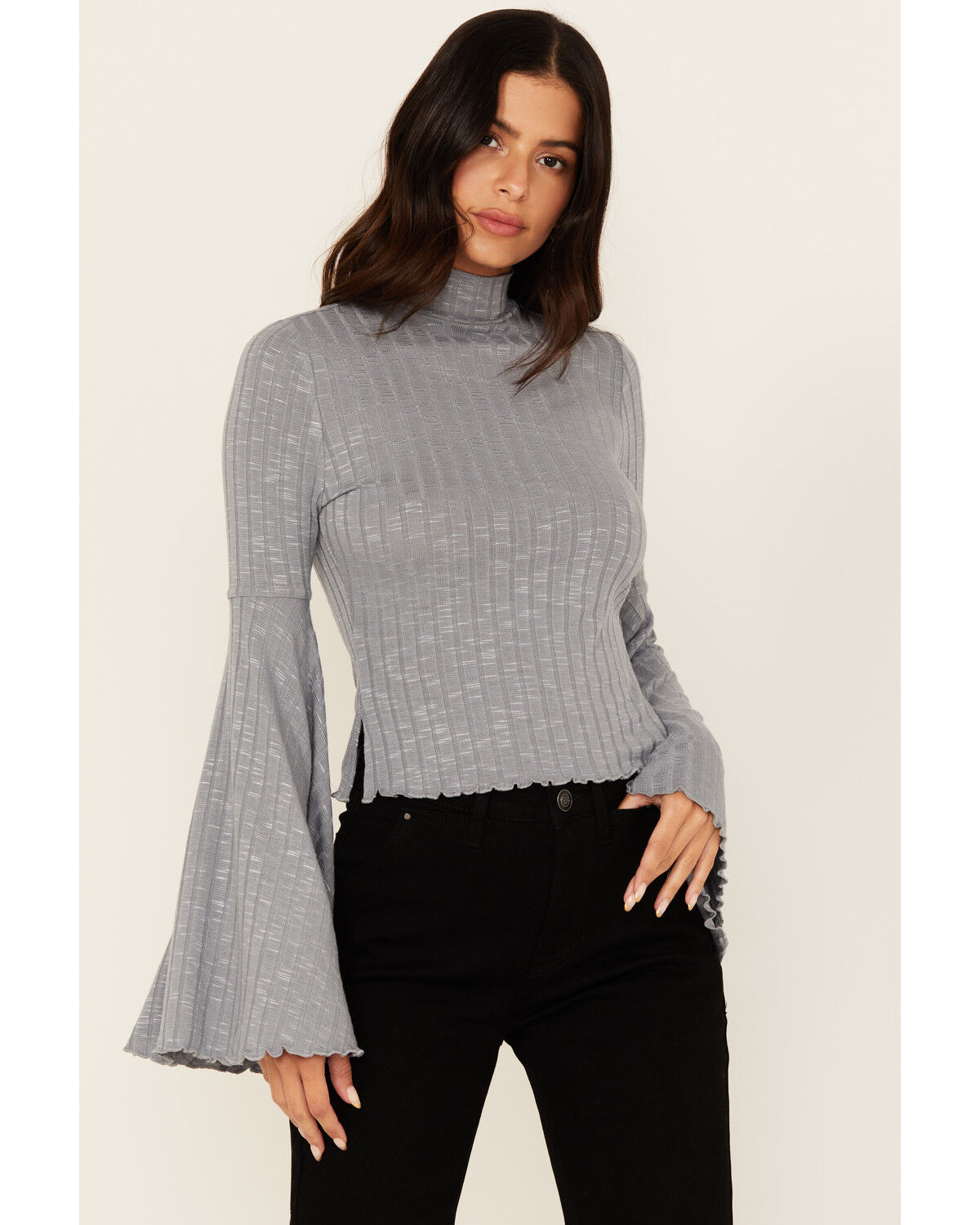 Shyanne Women's Mock Neck Long Bell Sleeve Top - Country Outfitter