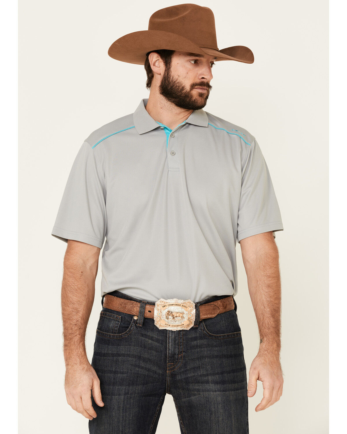 polo shirt with cowboy boots