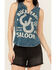 Image #3 - Shyanne Women's Buck Yah Saloon Split Neck Graphic Tank, Dark Blue, hi-res