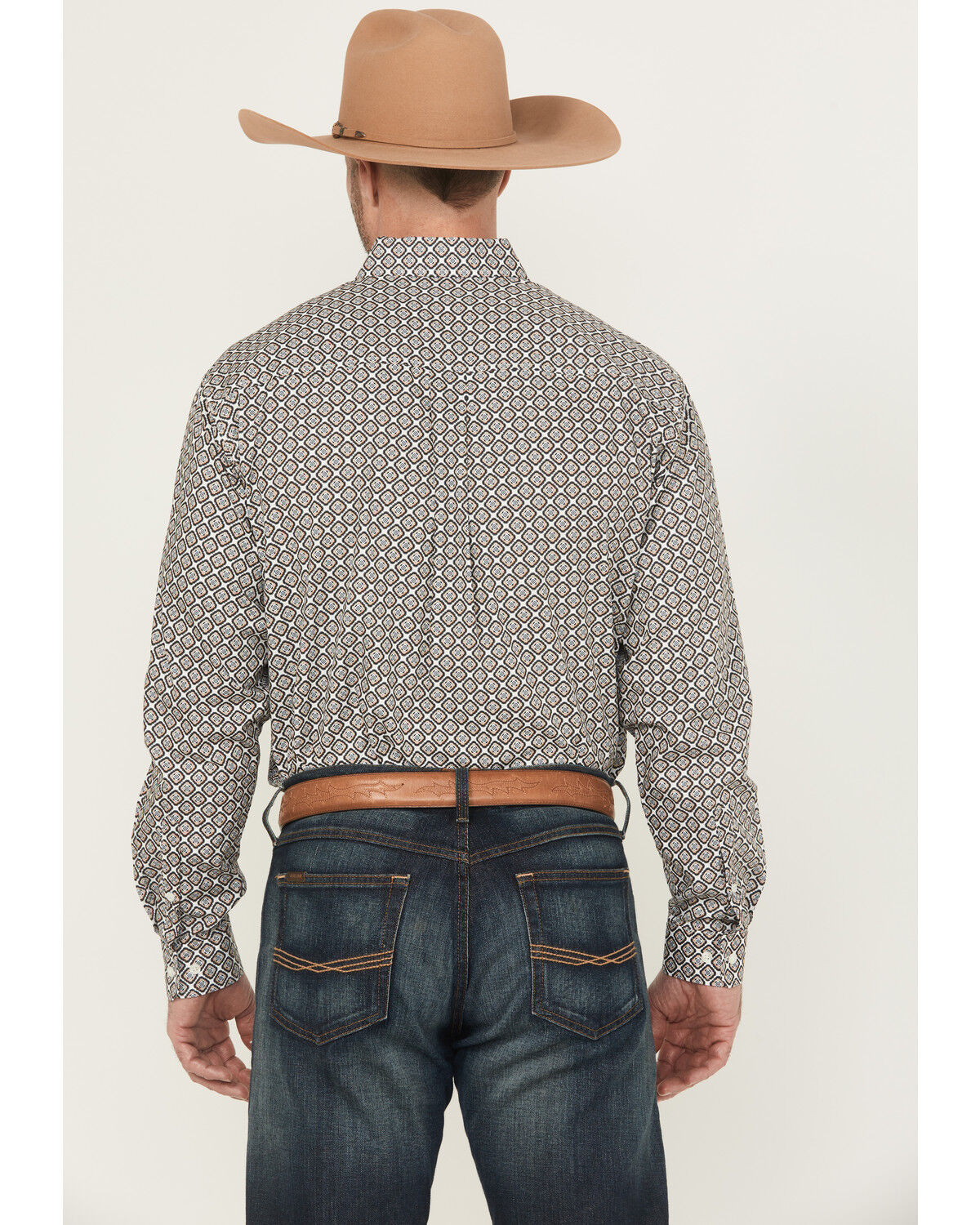 Image #4 - Cinch Men's Medallion Long Sleeve Button-Down Western Shirt, Cream, hi-res