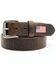 Hawx Men's Brown Leather Flag Tip Belt, Brown, hi-res