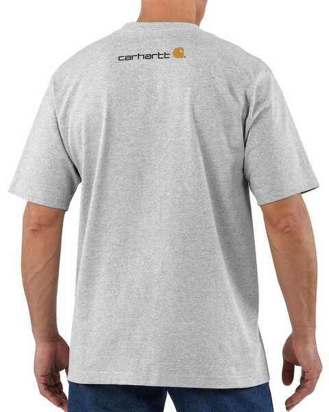 Image #3 - Carhartt Men's Signature Logo Graphic Short Sleeve Work T-Shirt , Hthr Grey, hi-res