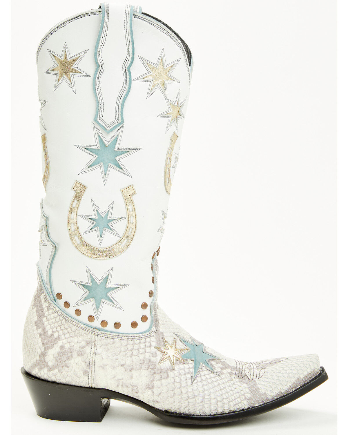 Image #2 - Old Gringo Women's Lucky Star Exotic Python Tall Western Boots - Snip Toe, White, hi-res