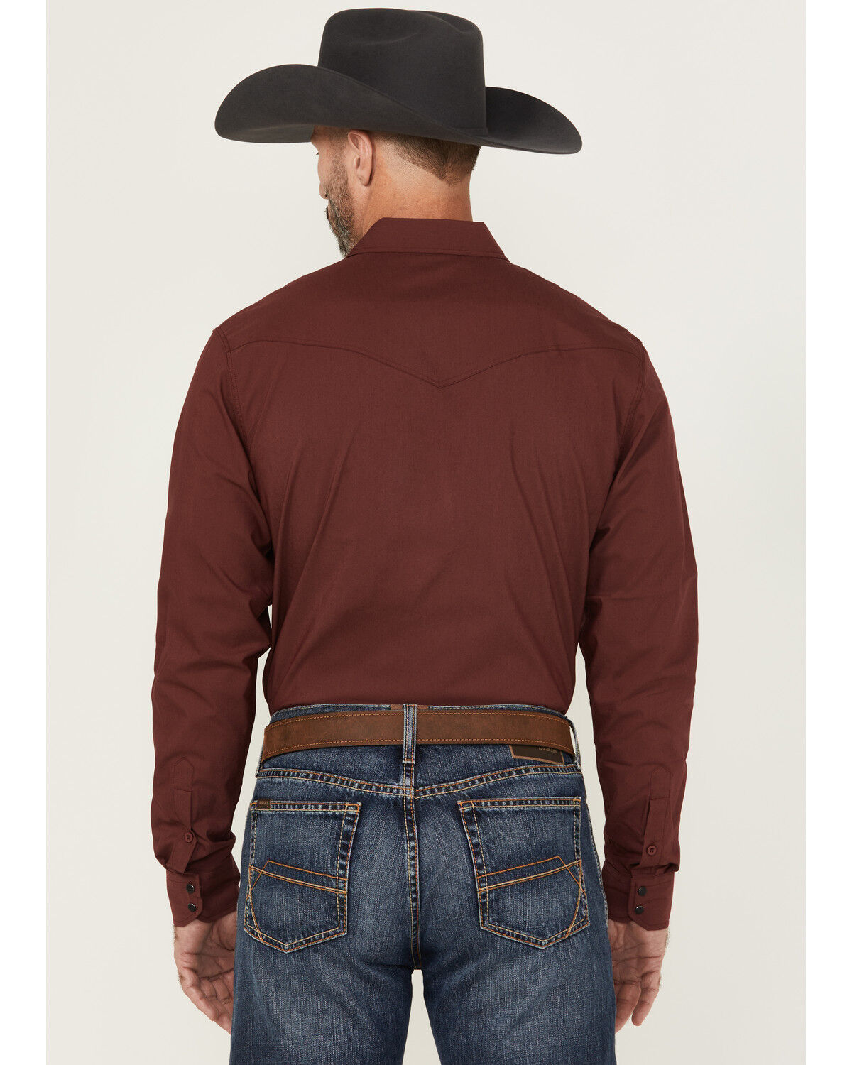 Image #4 - Kimes Ranch Men's Blackout Long Sleeve Snap Performance Shirt, Burgundy, hi-res