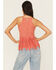 Image #4 - Shyanne Women's Stretch Lace Halter Fringe Tank, Dark Pink, hi-res