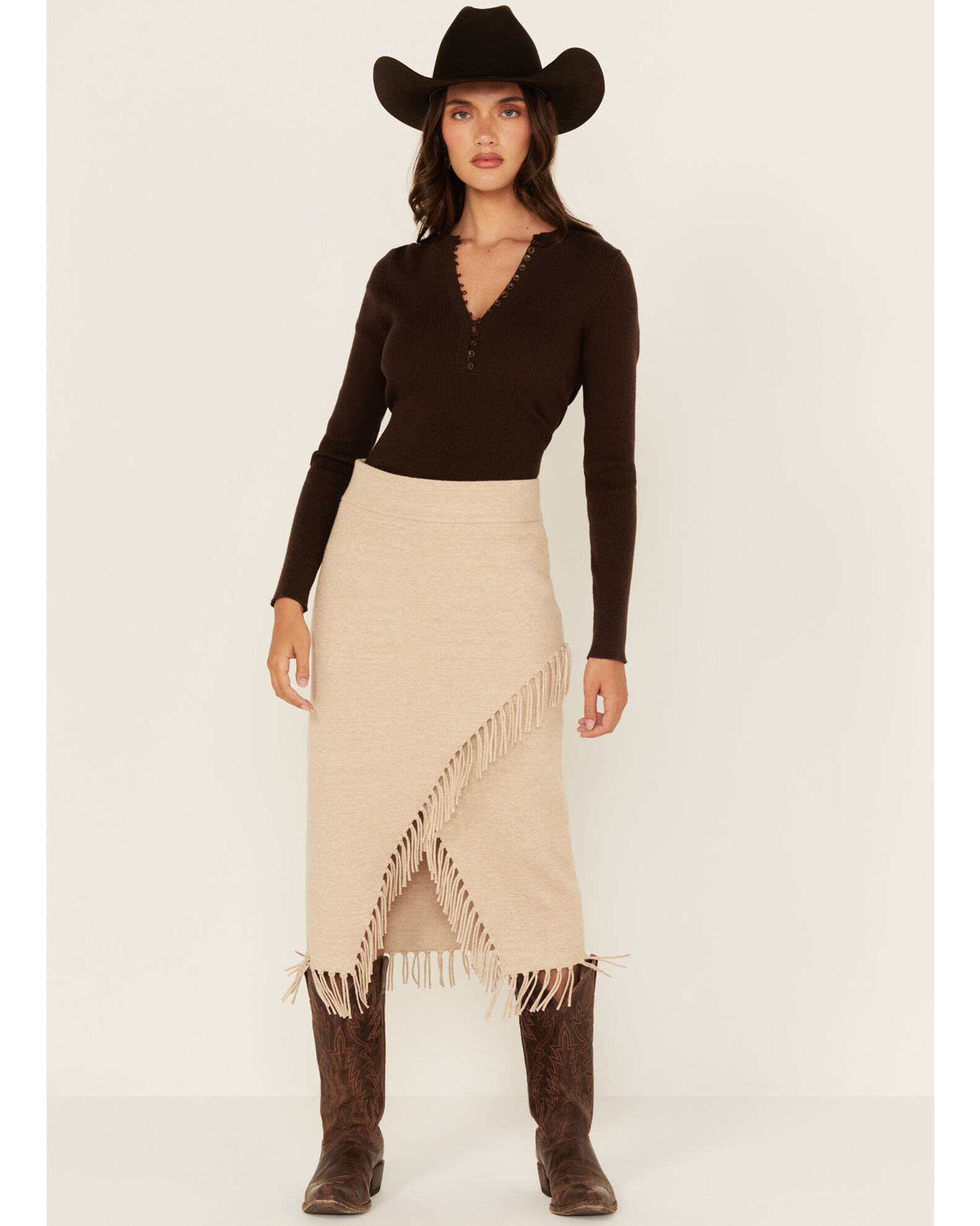 Fringe wrap midi skirt store