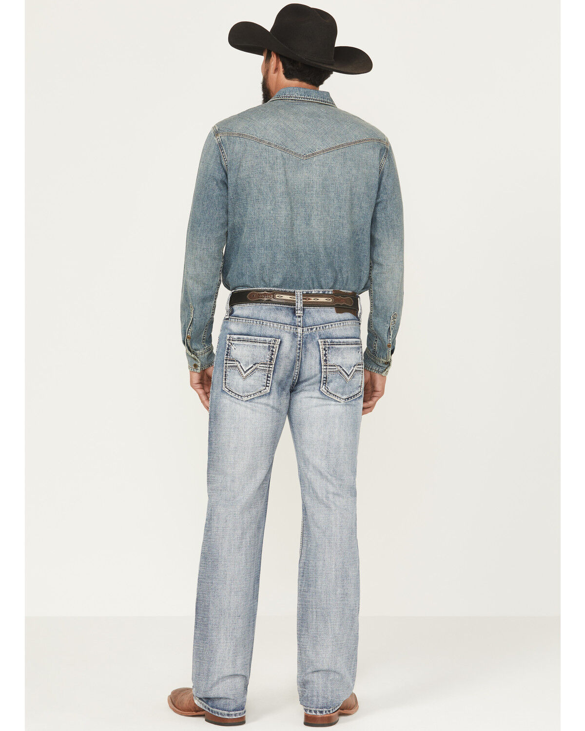 Image #3 - Rock & Roll Denim Men's Light Wash Double Barrel Relaxed Straight Denim Jeans, Light Wash, hi-res
