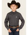 Image #1 - Cinch Boys' Dot Geo Print Long Sleeve Button-Down Western Shirt, Blue, hi-res