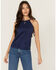 Image #1 - Shyanne Women's Faux Suede Halter Tank, Blue, hi-res