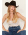 Image #2 - Originality Women's Floral Print Eyelet Cropped Corset Top, Cream, hi-res