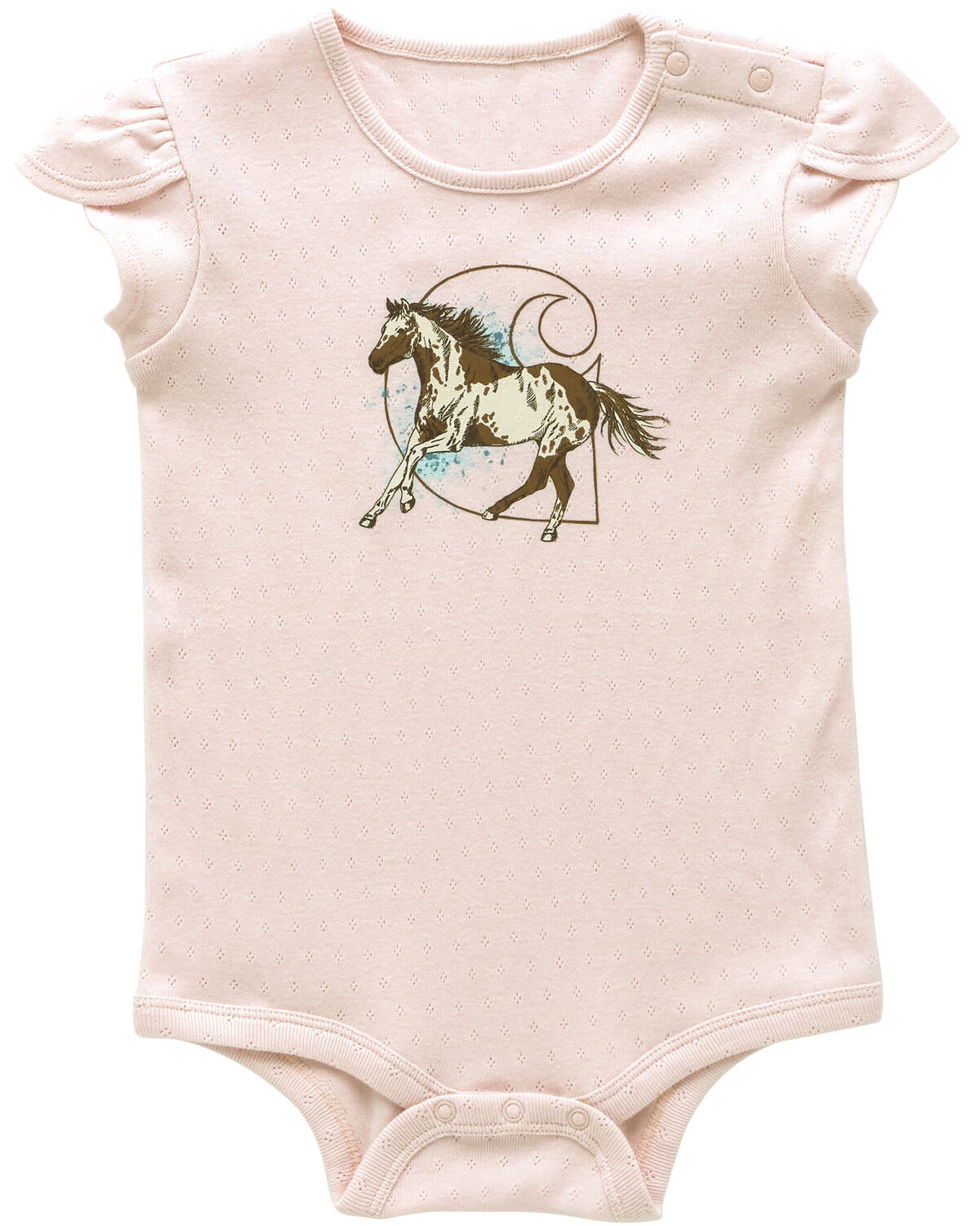 Image #1 - Carhartt Infant Girls' Horse Logo Short Sleeve Onesie, Pink, hi-res