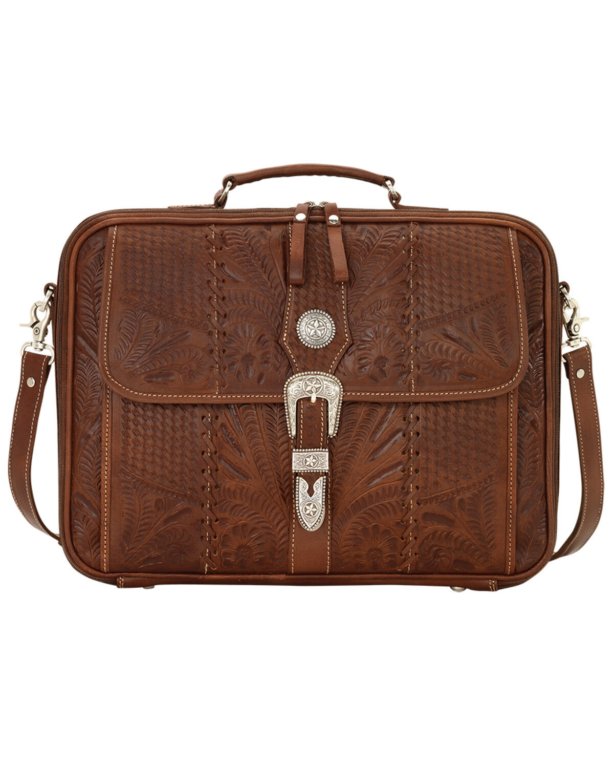 Image #2 - American West Leather Laptop Briefcase, Mocha, hi-res