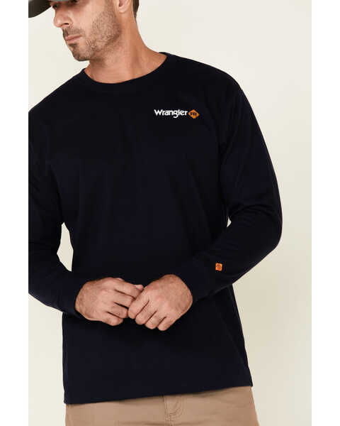 Image #3 - Wrangler Men's FR Flag Back Graphic Long Sleeve Work T-Shirt , Navy, hi-res
