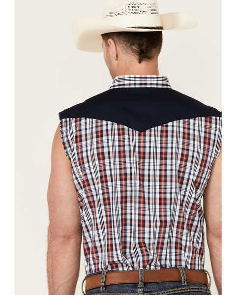 Image #4 - Cody James Men's Anthem Plaid Print Bubba Sleeveless Snap Western Shirt  , , hi-res
