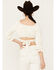 Image #4 - Beyond The Radar Women's Faux Suede Tie Back Top, Ivory, hi-res