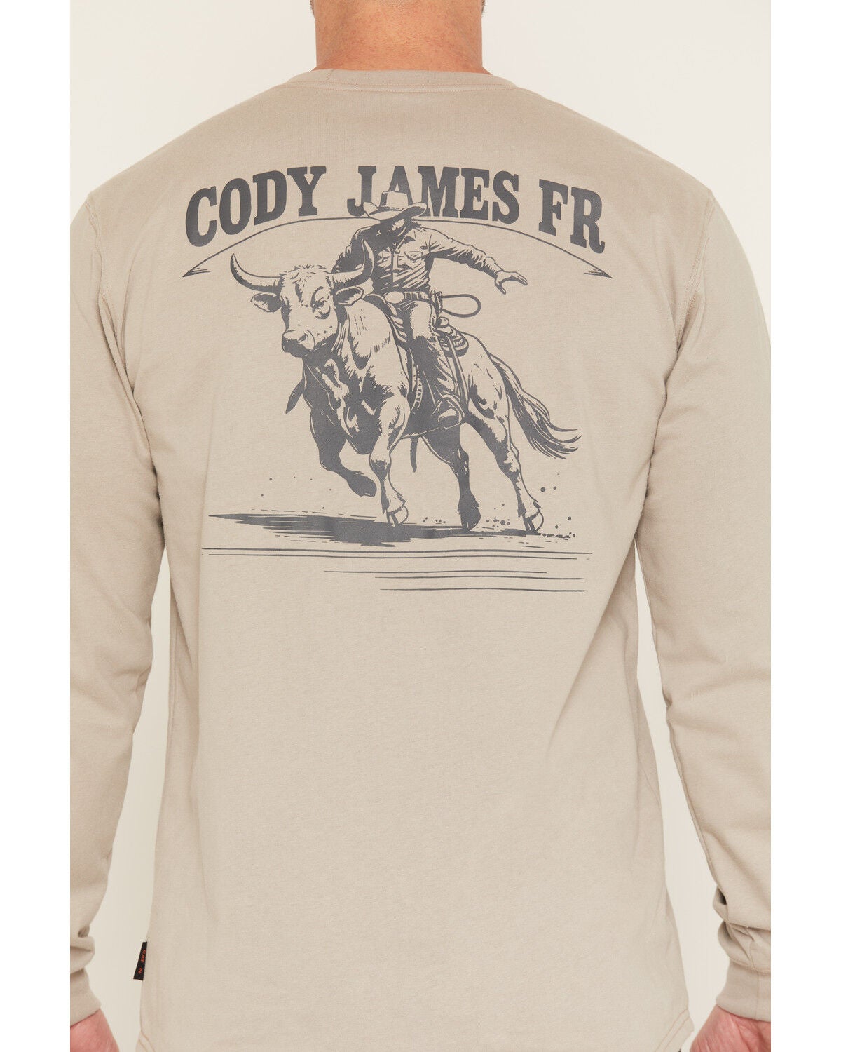 Image #4 - Cody James Men's FR Solid Bull Long Sleeve Graphic Work T-Shirt, Tan, hi-res
