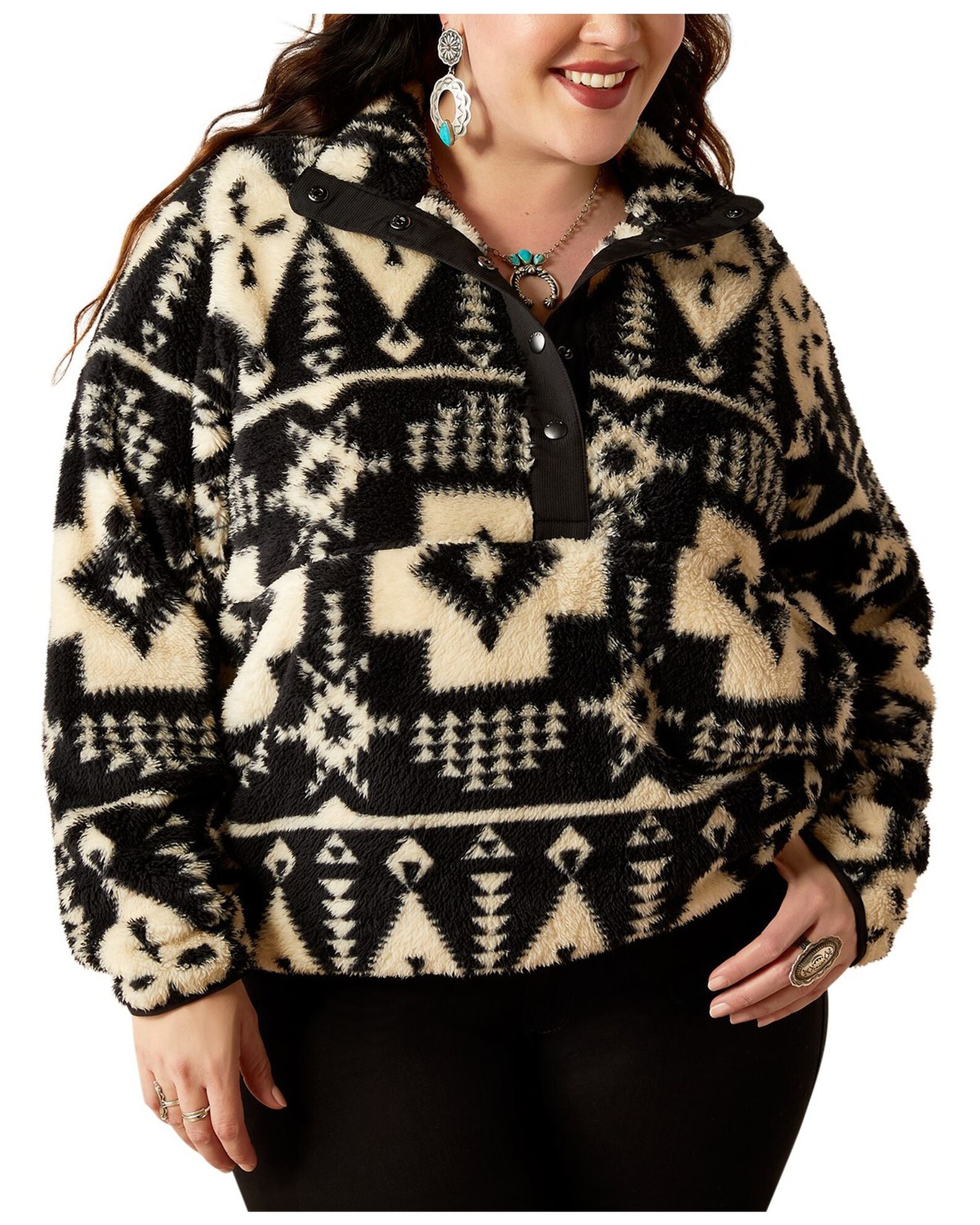 Women's plus sherpa pullover cheap