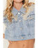 Image #3 - Azalea Wang Women's Adalyn Pearl Embellished Cropped Trucker Vest, Medium Wash, hi-res