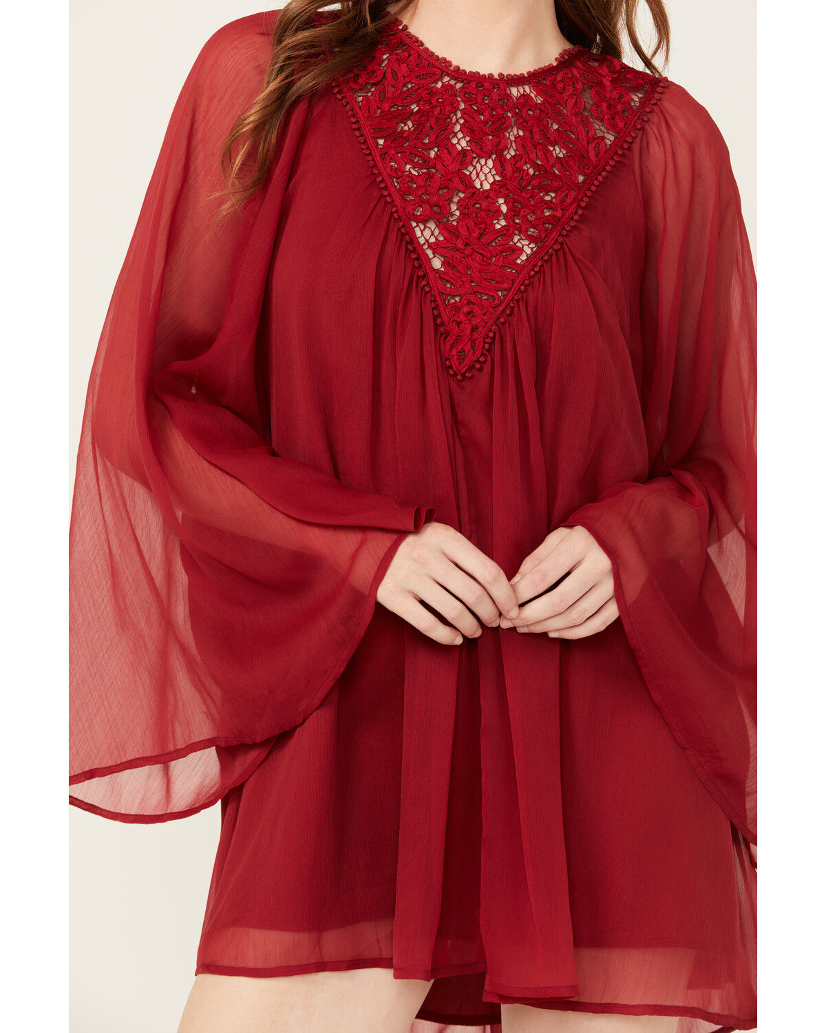 Image #3 - Free People Women's Sunshine of Love Long Sleeve Mini Dress, Red, hi-res