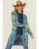 Image #4 - Angie Women's Southwestern Print Open Front Sweater, Teal, hi-res