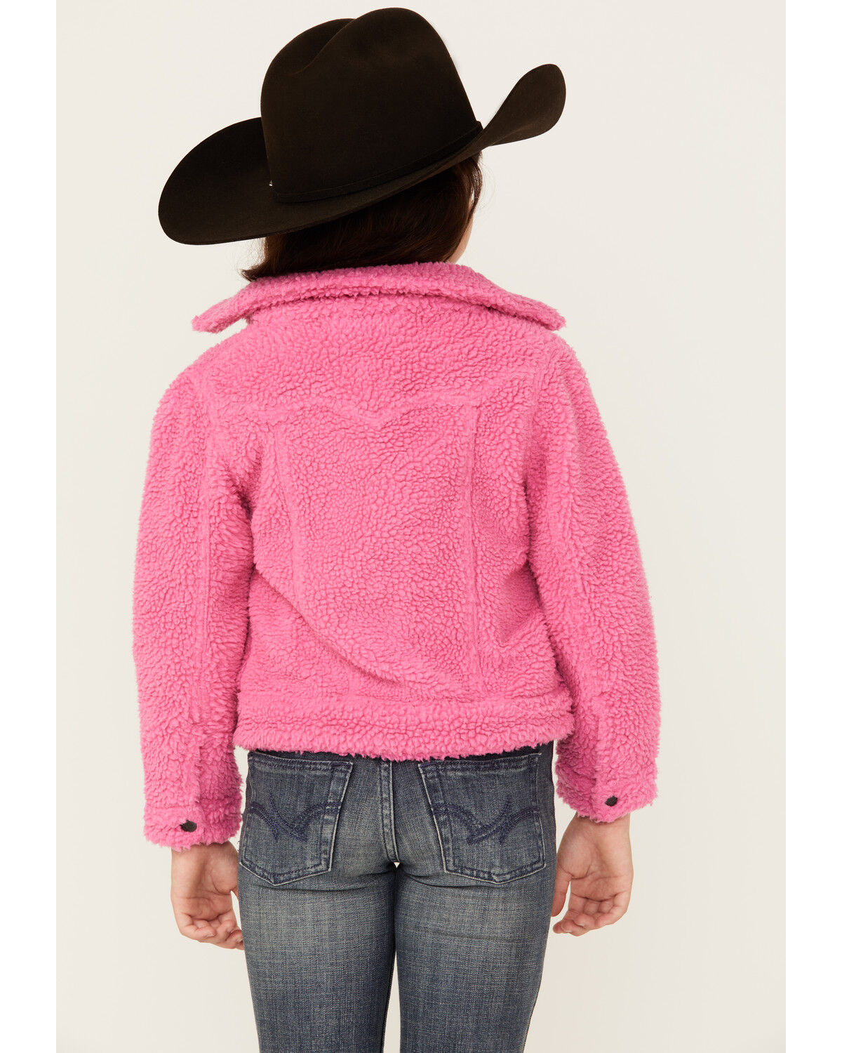 Image #4 - Wrangler Girls' Sherpa Snap Jacket, Pink, hi-res