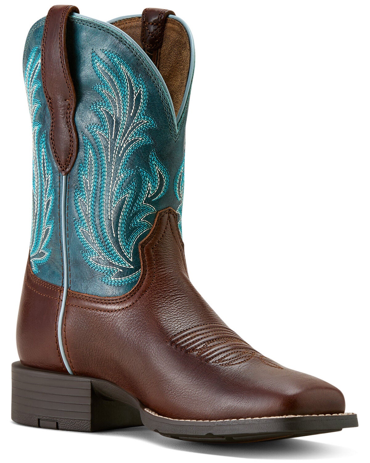 Ariat Women's Round Up Filly Performance Western Boots - Broad Square Toe, Blue, hi-res