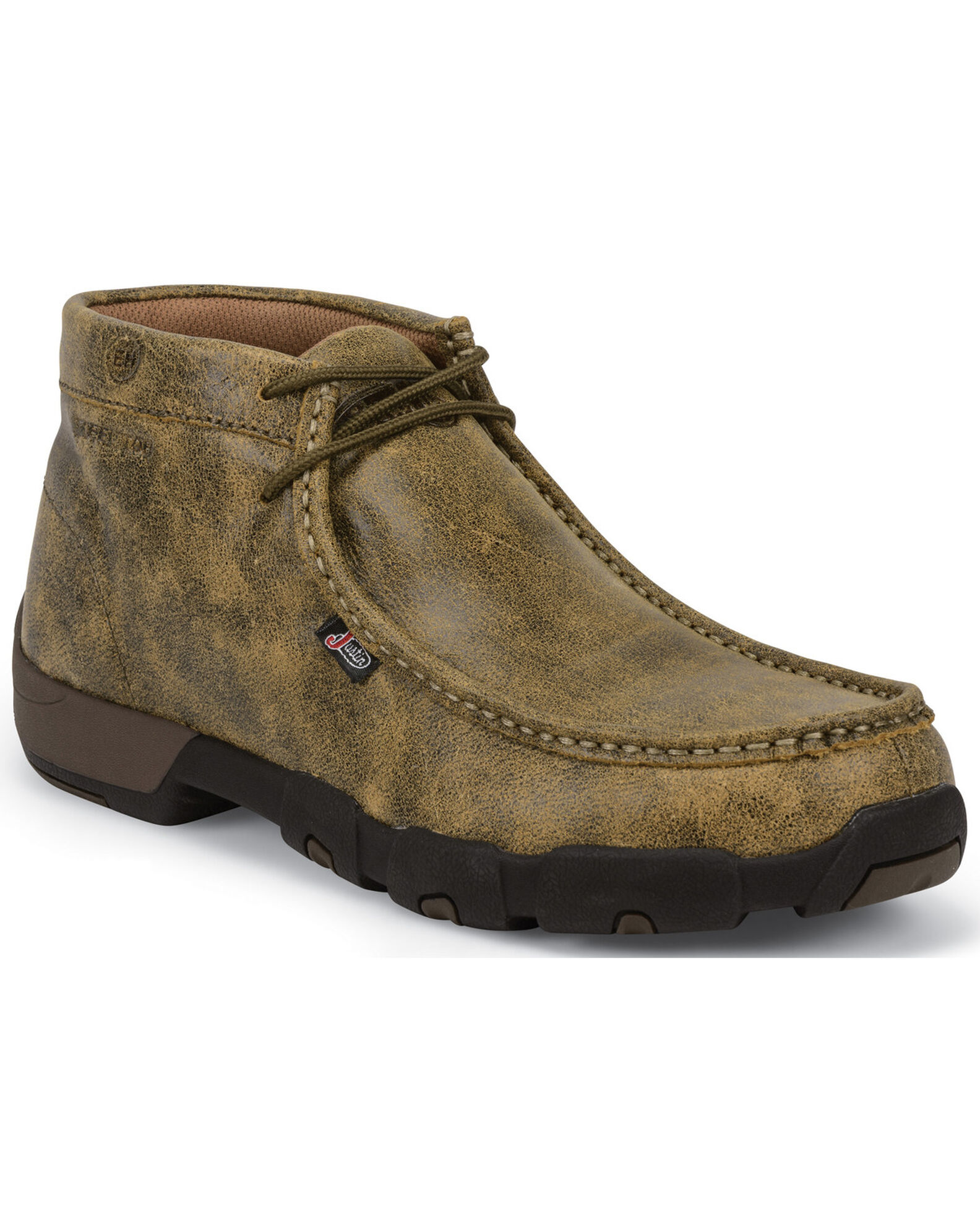Image #1 - Justin Men's Cappie Electrical Hazard Driving Mocs - Steel Toe, Tan, hi-res