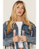 Image #2 - 26 International Women's Plaid Print Long Sleeve Button-Down Denim Shacket, Blue, hi-res
