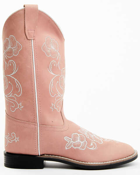 Image #2 - Shyanne Girls' Little Lasy Floral Embroidered Leather Western Boots - Broad Square Toe, Pink, hi-res