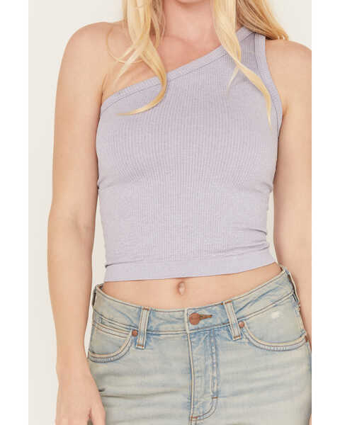 Image #3 - Fornia Women's Top One One Shoulder Ribbed Cami Top, Lavender, hi-res