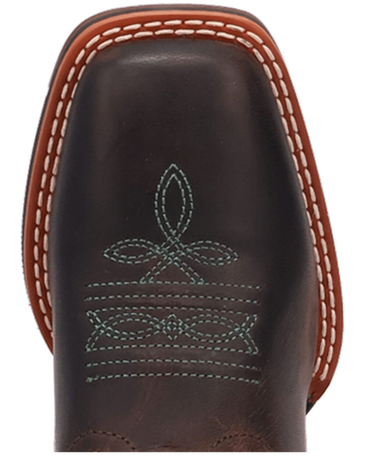 Image #6 - Dan Post Little Girls' Salina Western Boots - Broad Square Toe, Chocolate/turquoise, hi-res