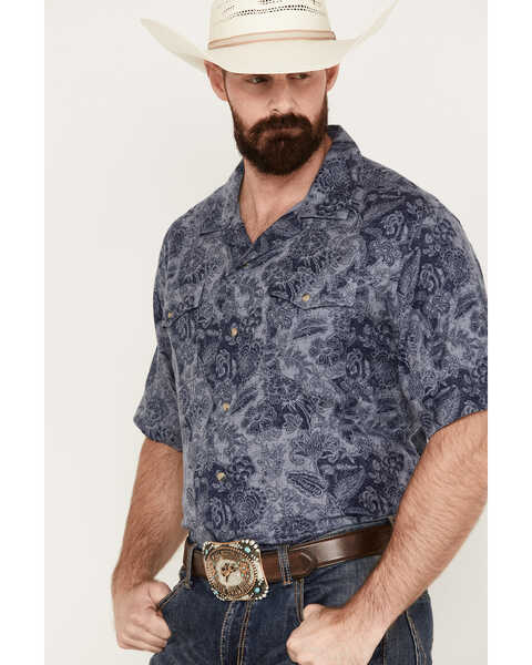 Image #2 - Wrangler Men's Coconut Cowboy Short Sleeve Snap Western Shirt, Blue, hi-res