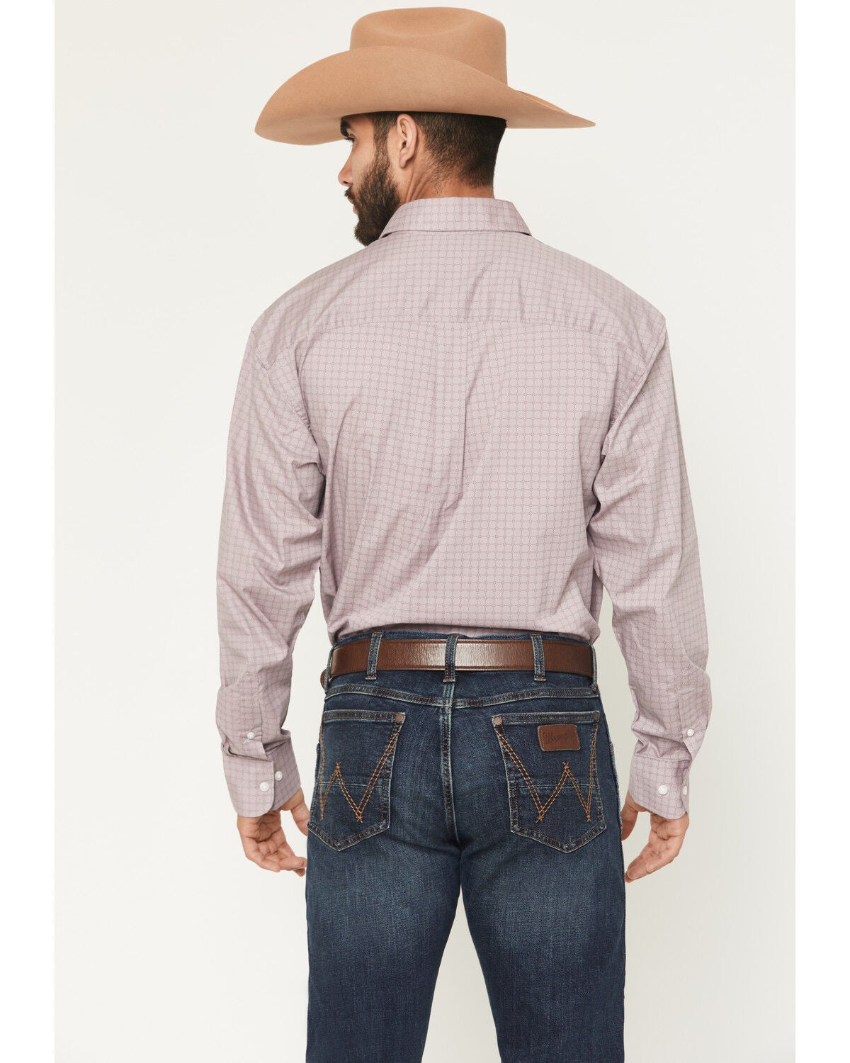 Image #4 - Wrangler Men's Plaid Print Long Sleeve Button-Down Stretch Western Shirt, Lavender, hi-res